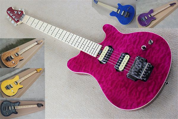 Guitarra elétrica personalizada de fábrica com folheado de plátano de nuvens, maple fretboard, ponte de rocha dupla, 22 trastes, pode ser personalizado