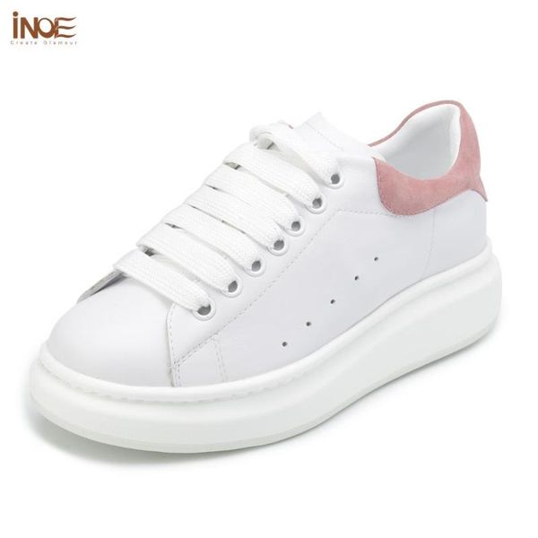 

inoe soft genuine leather women casual shoes sneakers for leisure walking flats fashion girls spring autumn shoes white pink, Black
