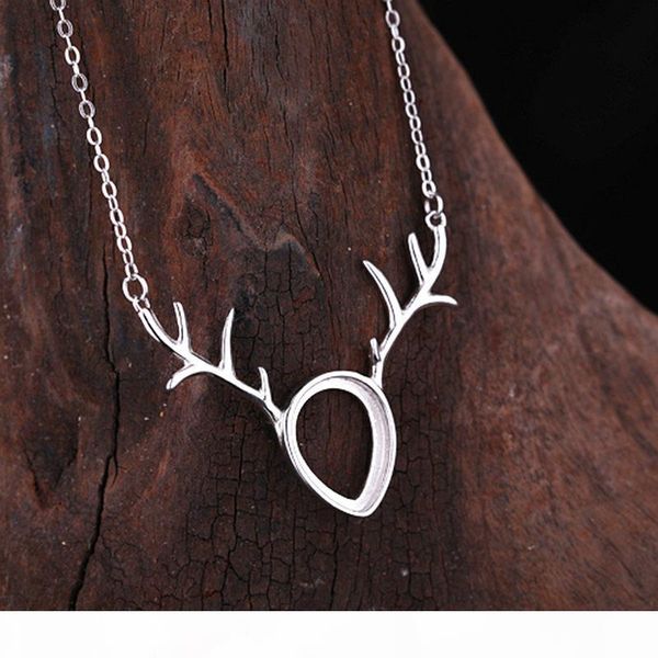 

925 sterling silver women pendant necklace 10x13mm pear cabochon semi mount pendant antlers shape wholesale setting