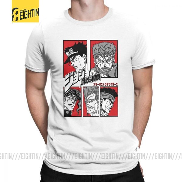 

jojo's bizarre adventure summer o-neck t shirts pure cotton t-shirts creative short sleeved tees male plus size cartoon vintage