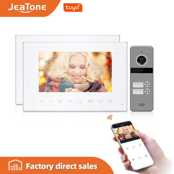 

jeatone 7"home wifi tuya monitor video door phone intercom with multi-language+remote app control+motion detection+double unlock