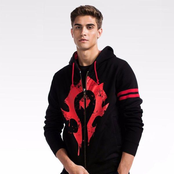

sleeve hooded mens sweatshirts fashion teenager clothes with zipper gold printed mens designer hoodies autumn thick cardigan long, Black