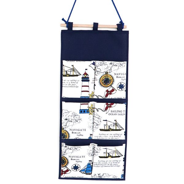 

british style closet grid 6 pockets socks home cotton linen storage bag clothes