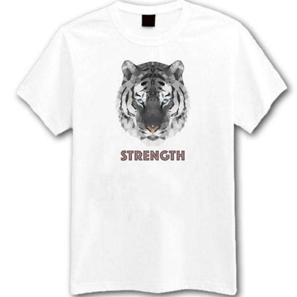 

2020 Black/white Polygon Art-white Tiger Strength T-shirt Men High Quality Tops Breathanle Casual Men Tees