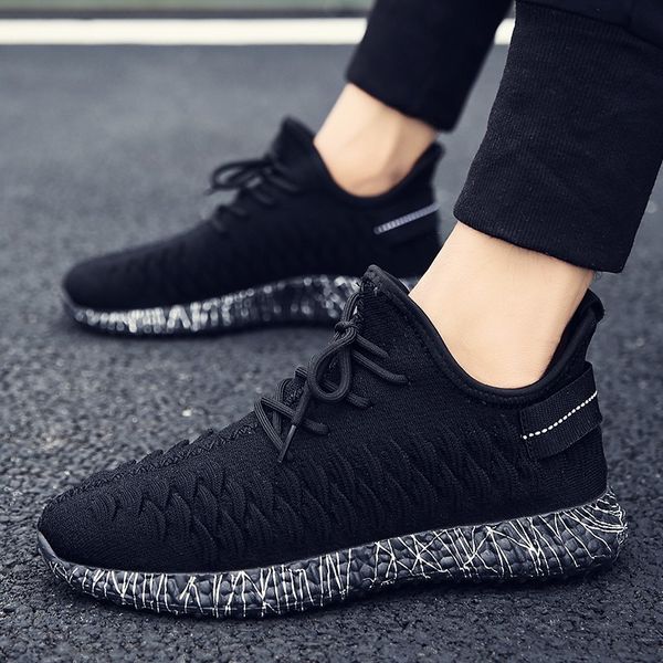 

2020 new coconut shoes men's woven tide shoes breathable mesh sports casual fashion running men, Black