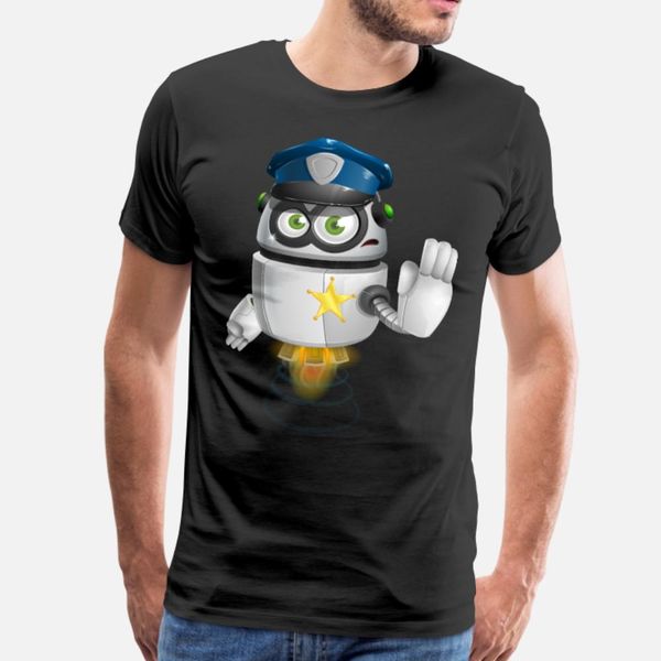 

значок робота полицейской тенниски мужчины вязаная 100% хлопок s-3xl normal fit комфортное лето письмо рубашки