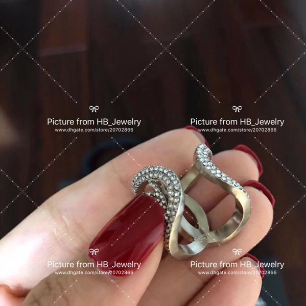 

popular fashion brand full diamond open designer rings for lady design women party wedding lovers gift luxury jewelry for bride with box, Silver