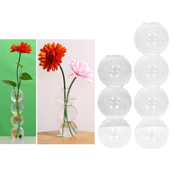 

2pcs ball shape glass tube vase plant flower pots hydroponic planter