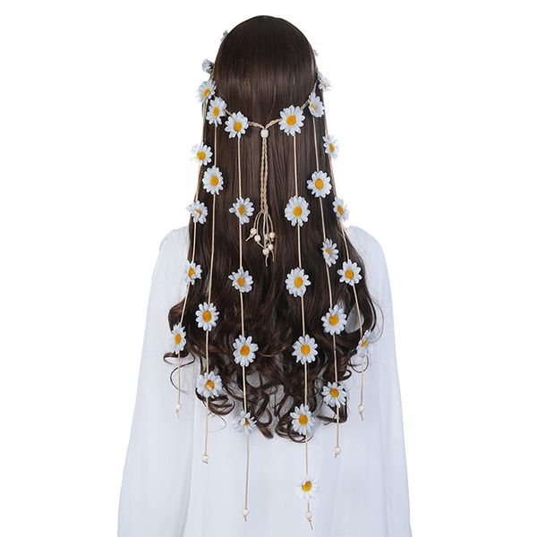 

haimeikang bohemian handmade flower wreath headband women beach vacation headwear adjustable sunflower hair bands accessories