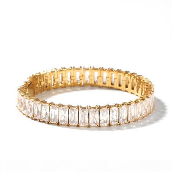 

men bracelet 316l stainless steel yellow gold plated full cz bracelet chain for men nice gift, Black