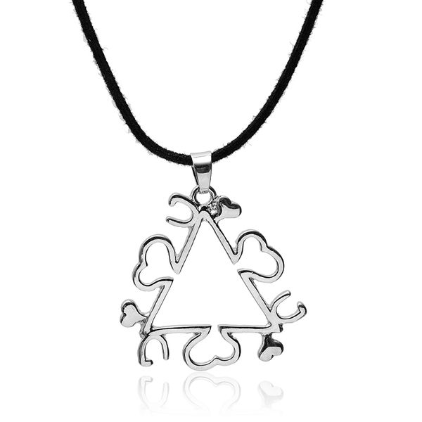 

fashion ladies pendant necklace silver color triangle heart shape love new zinc alloy rope chain for women necklace jewelry