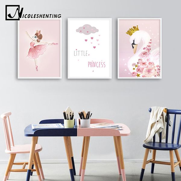 

swan dancer wall art canvas poster nursery print minimalist painting decorative picture nordic baby girl bedroom decoration