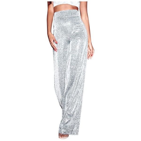 

zipper casual bell bottom flare pants silver glitter high waist wide leg pants club festival party shine trousers, Black;white