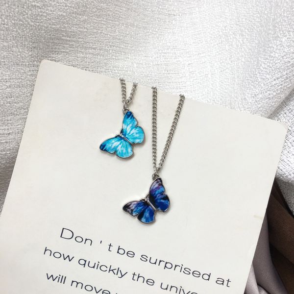 

бабочка голубое ожерелье мода, Silver