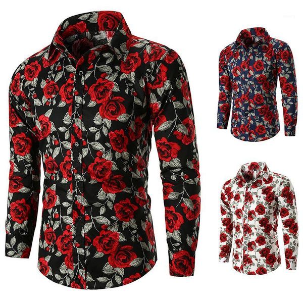 

shirt designer floral printed shirts casual mens slim luxury mens dress, White;black