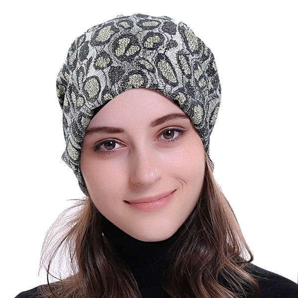 

charmwood pullover cap big leopard pattern beanie hat skull cap for woman girls winter warm thick, Blue;gray