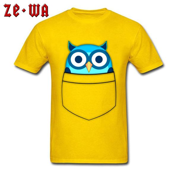 

pocket owl kawaii t-shirts love animal yellow cartoon personalized tees streetwear 2018 winter tshirt 3d print tees