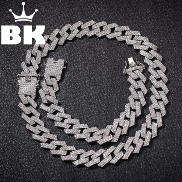 

new color 20mm prong cuban link chains necklace fashion hiphop jewelry 3 row rhinestones iced out necklaces for men, Silver