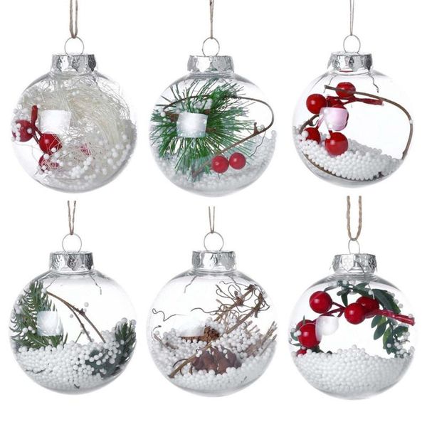 

party decoration 1pc christmas tree pendant transparent ball xmas hanging ornament clear round baubles balls 8cm