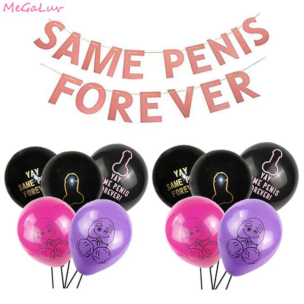 

party decoration 5/10pcs 12inch same penis forever balloons bow latex ballons rude abusive globos hen night bachelorette supplies