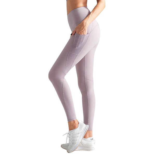 

2020 new high waist hip fitness trousers running sports tight pants mesh pocket yoga pants women gym leggings, White;red