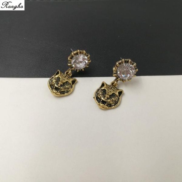 

stud baroque brand vintage metal leopard earrings for women fashion jewelry 2021 crystal earring pendant punk brincos bijoux, Golden;silver
