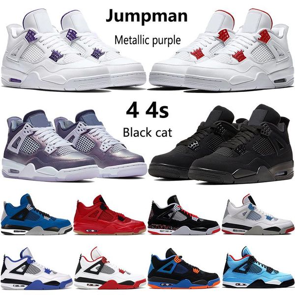 

2020 new 4 4s jumpman basketball shoes ovo splatter metallic purple red green bred black cat outdoor mens sneakers us 7-13