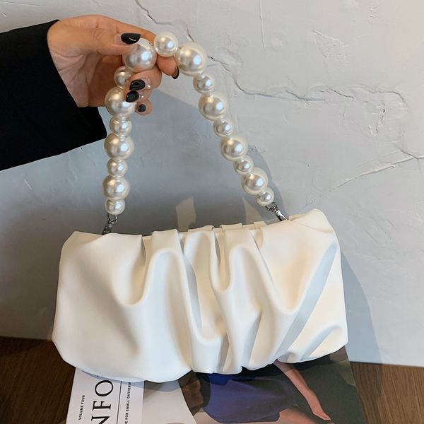

pearl chain cloud small crossbody bag women 2020 summer new soft leather fold cross body shoulder messenger underarm bag