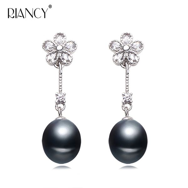 

fashion natural freshwater black pearl stud earring for women exquisite engagement pearl earring jewelry, Golden;silver