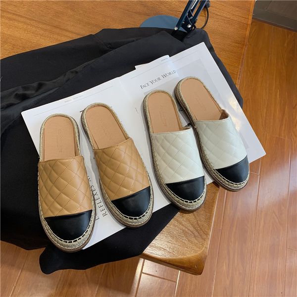 

мулы обувь тапочки 2020 новые женские смешанные цвета квартиры обувь женский мода слайды вне тапочки женская повседневная flats, Black