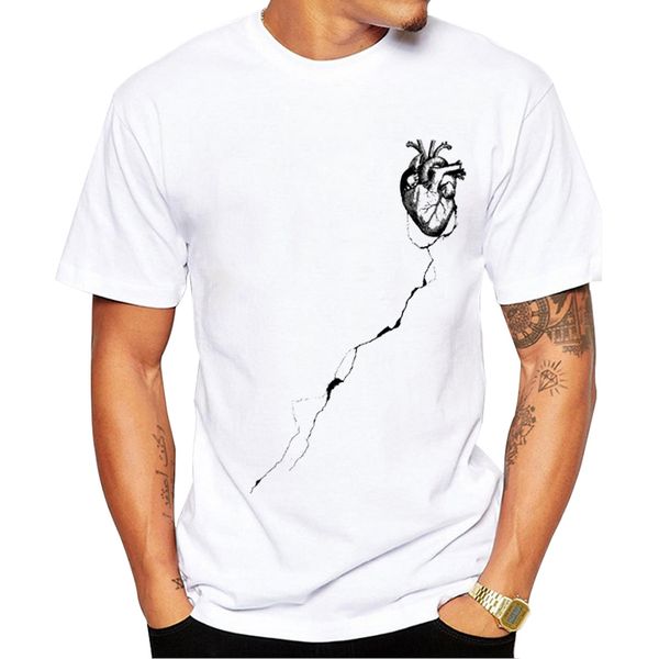 

teehub new fashion creative heart men t-shirt black heart printed tshirts hipster design short sleeve funny tee