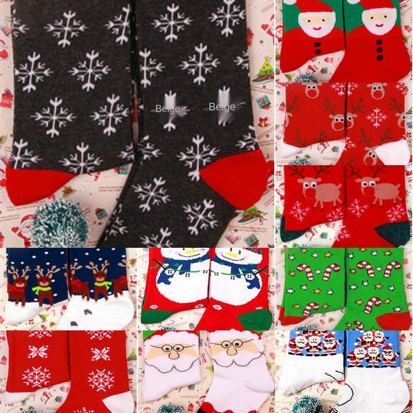 

15 old elk snowman cotton women's mid-length new year christmas socks christmas socks wm4od, Black