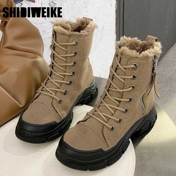 

boots 2021 women winter snow female duantong flat with shoes tide v477, Black