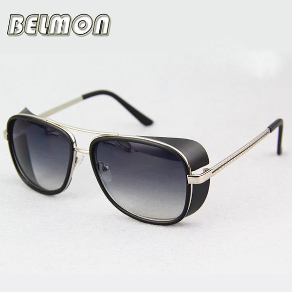 

steampunk goggles sunglasses iron man women brand designer sun glasses for male ladies punk uv400 vintage female rs205, White;black
