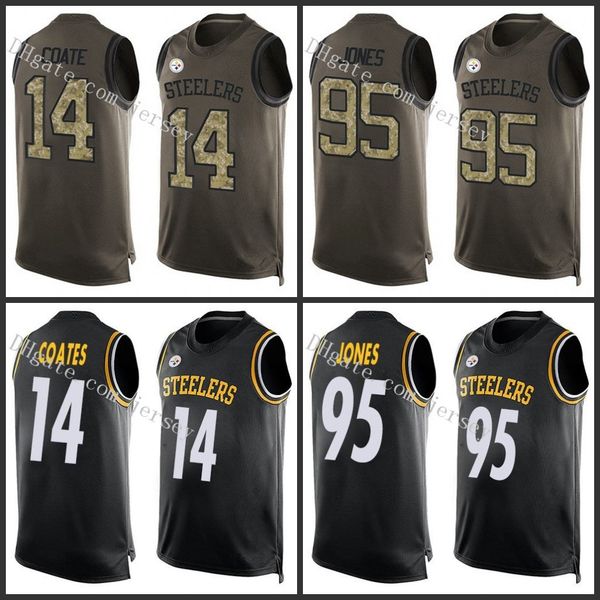

pittsburgh steelers green 14 sammie coates95 jarvis jones black green player nfl tank jersey, Black;red
