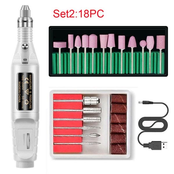

nail drill & accessories file art electric acrylic manicure usb portable machine kit drills