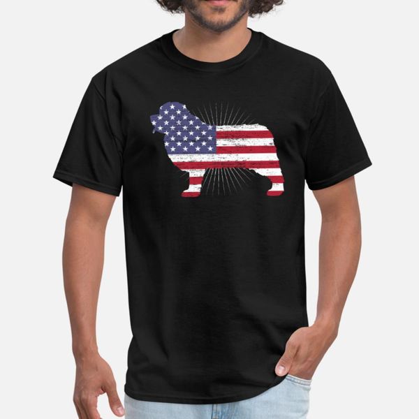 

newfoundland dog owner patriot american flag usa t shirt men designing 100% cotton round collar normal famous comical summer style