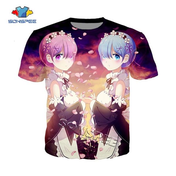 

re:zero ram and rem 3d anime summer street wear men 3d print shirts comics hippie funny men clothing