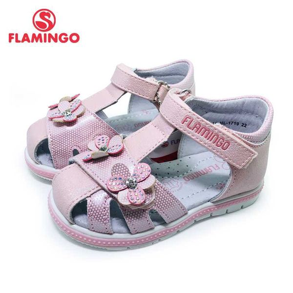 

flamingo 2020 kids sandals hook& loop flat arched design chlid casual princess shoes size 22-27 for girls 201s-hl-1719, Black;red