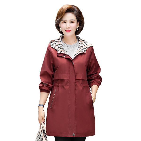 

2020 new spring autumn plus size loose women's clothing hooded jacket cotton casual long windbreaker coat female outerwear w1394, Tan;black