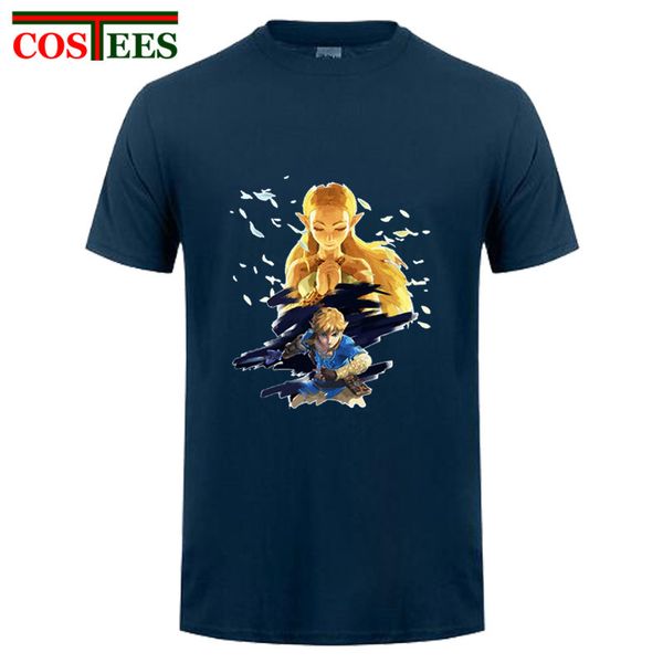 

men t shirt cartoon tee the legend of zelda breath of the wild tshirt men club 90s anime natural cotton t shirt adults game fans