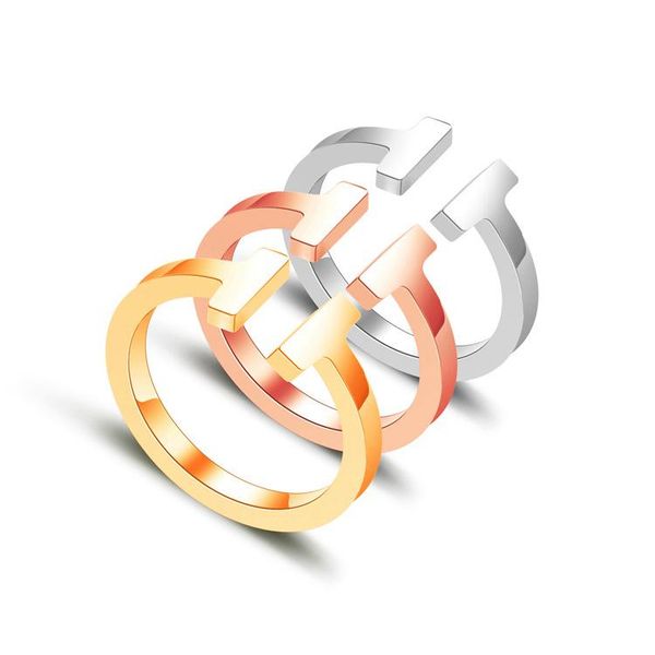 

new 316l titanium steel jewelry t letter simple micro eternal love ring rough couple ring, Silver