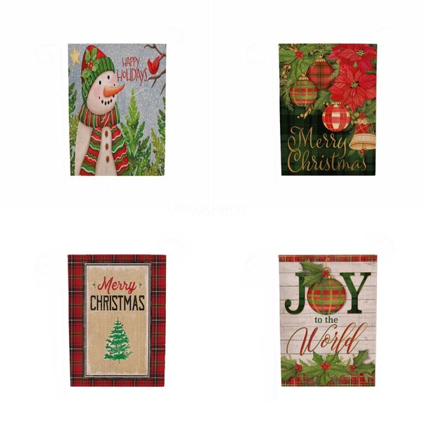 

colorful santa claus garden flaghanging christmas flag banner letter printed linen xmas flag christmas garden decoration#598