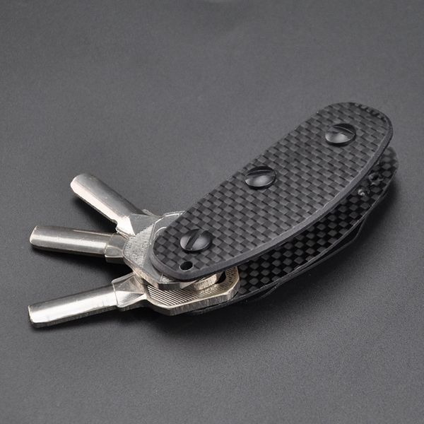

wholesale 100% real carbon finber foldable key organiser key chain, Silver