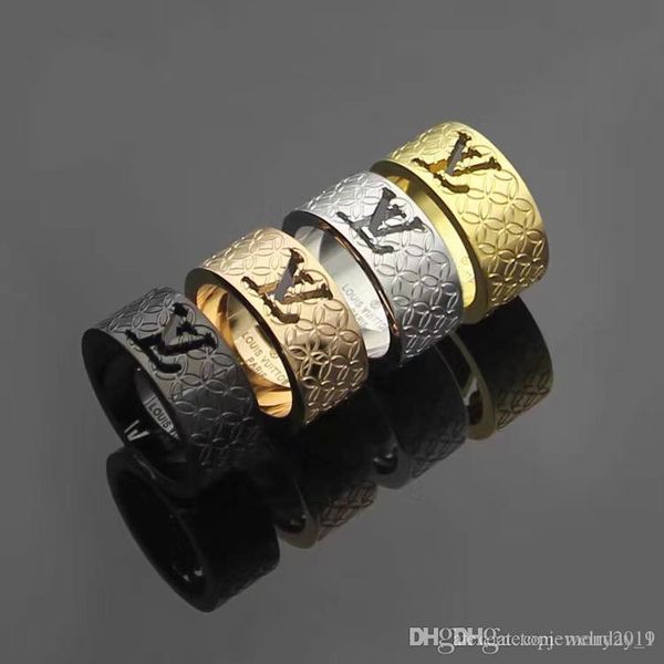 

luxury designer jewelry women rings hollow out letters diamond ring titanium steel silver rose gold 18k gold engagement rings for women