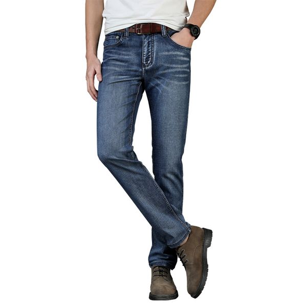 

men's jeans spring autumn 2021 smart business fashion straight regular blue stretch denim trousers classic men plus size 40