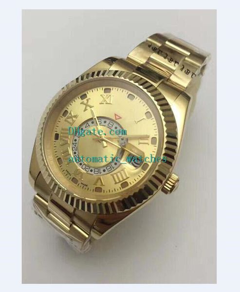 

men's watches gmt working sapphire 42mm 326935 326938 automatic mechanical sky crystal rose gold silver steel wristwatches, Slivery;brown
