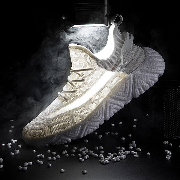

2020 new arrival men casual running sneakers mesh breathable shoes flying woven casual white shoes ultra light large size 39-46