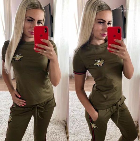

sports suit slim tracksuit fashion designer female fashion clothing luxury women 2pcs panelled animal printed casual pants, White