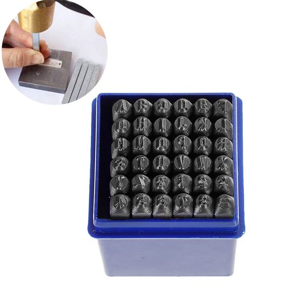 

thgs 4mm carbon steel gunmetal number " 0-9 " "&" alphabet a-z rectangle punch metal stamping tools 58mm mm, 1 set